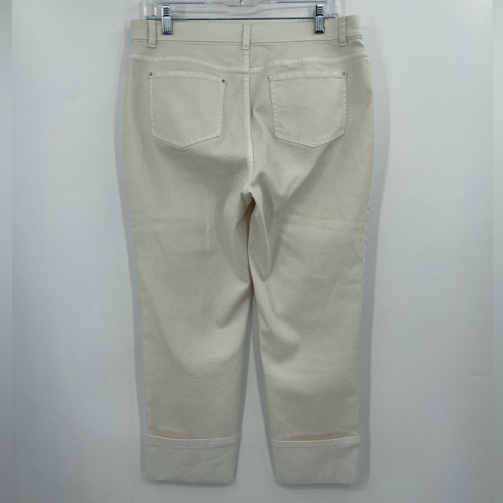 Lafayette 148 New York Cuffed Stretch Cotton Twill Pants Cream Size 12 Like New - Picture 3 of 9
